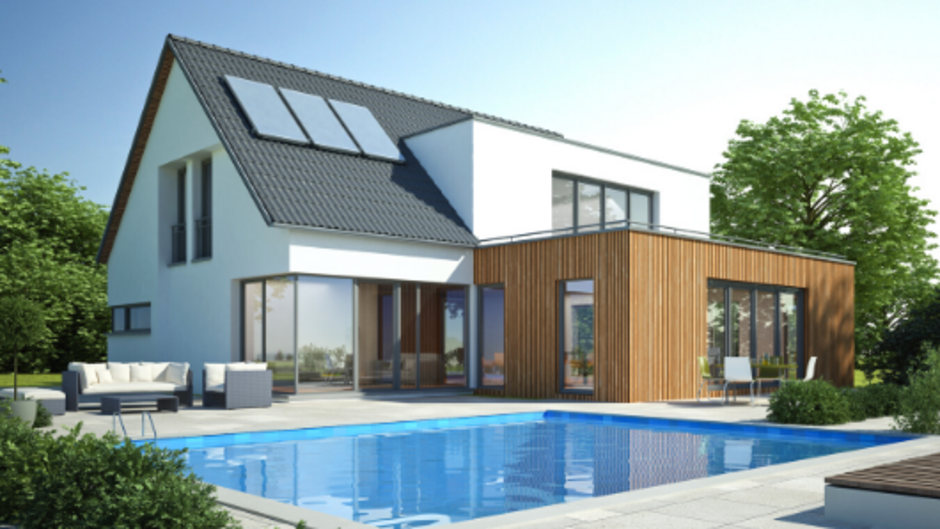 Modernes Einfamilienhaus mit Wintergarten, Terrasse, Garten und großem Pool
