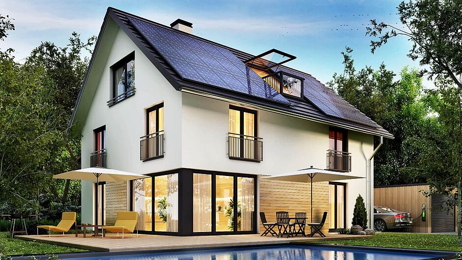 Klassisches Einfamilienhaus mit Terrasse, Balkon, Pool und Garten