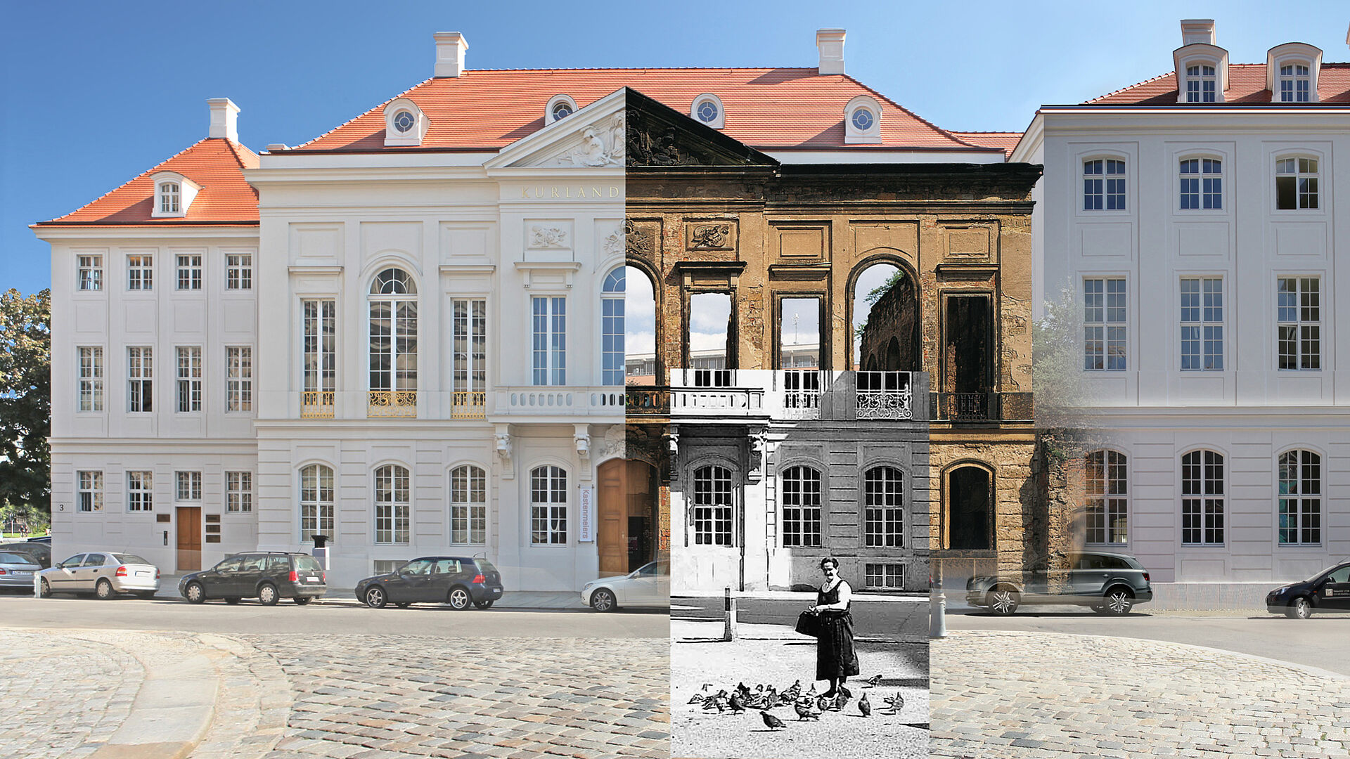 Kurländer Palais heute und in der Vergangenheit